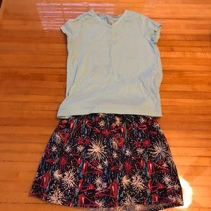 Lilly Pulitzer Sparks Fly Skirt w/ t shirt 7-8